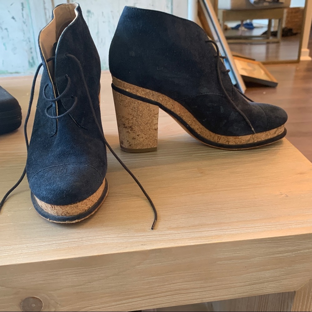 CHANEL Suede Platform Boots